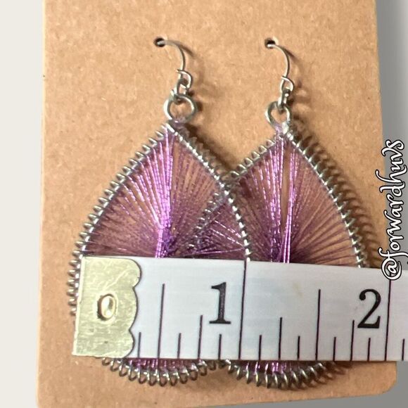 Bundle Sale 3 for $15 | Handmade Purple String Teardrop Earrings - Picture 6 of 7